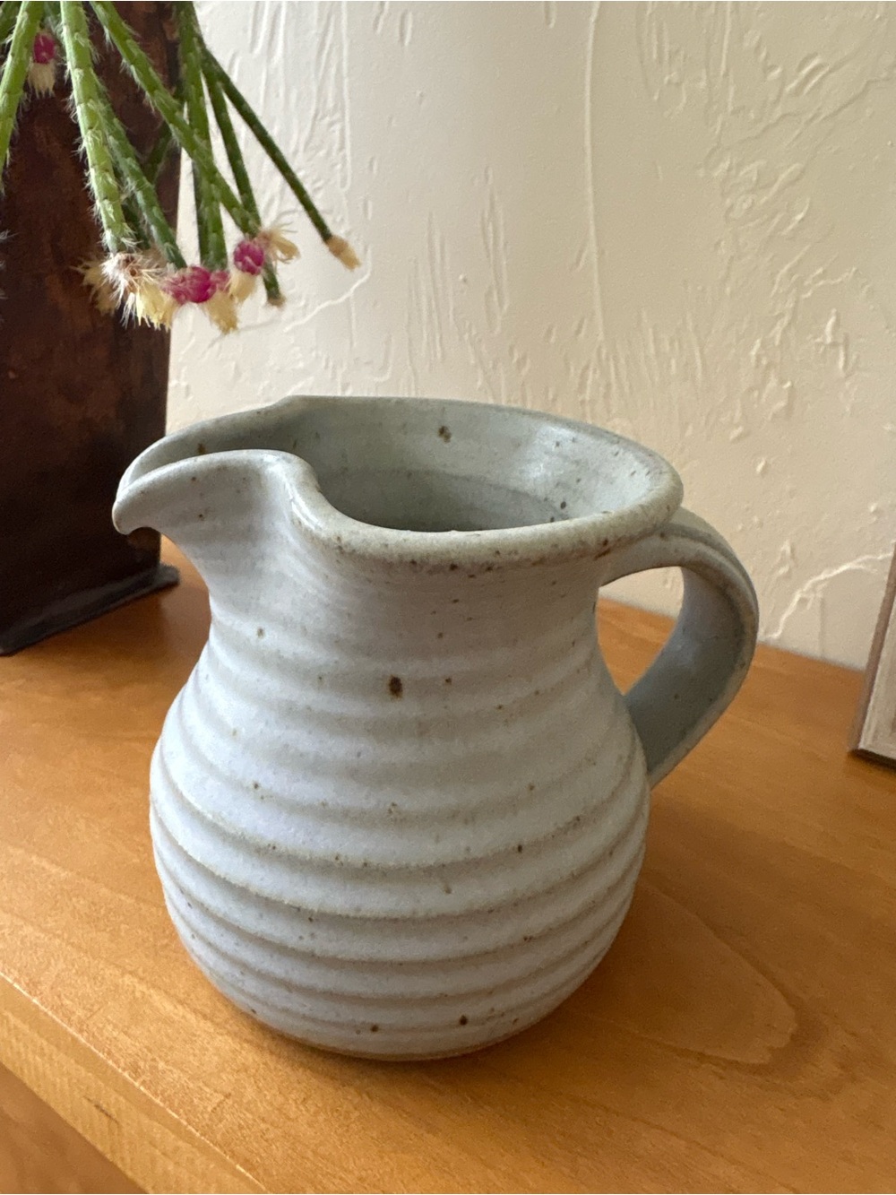 Handmade Ceramic Pottery  Smaller Pitcher - Light Gray Glaze